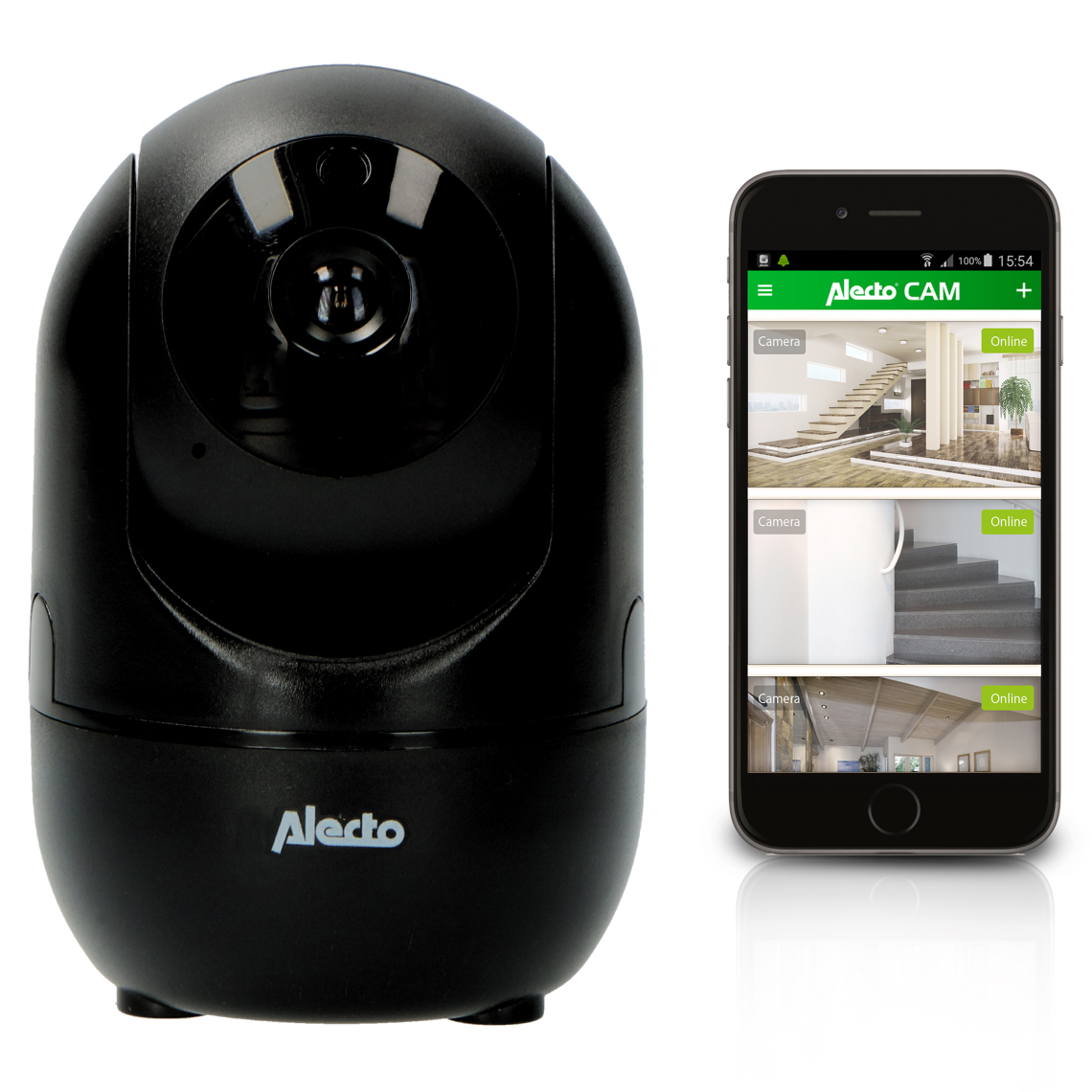 Alecto - Caméra Wi-fi DVC-155+ Noir - Caméra de surveillance connectée