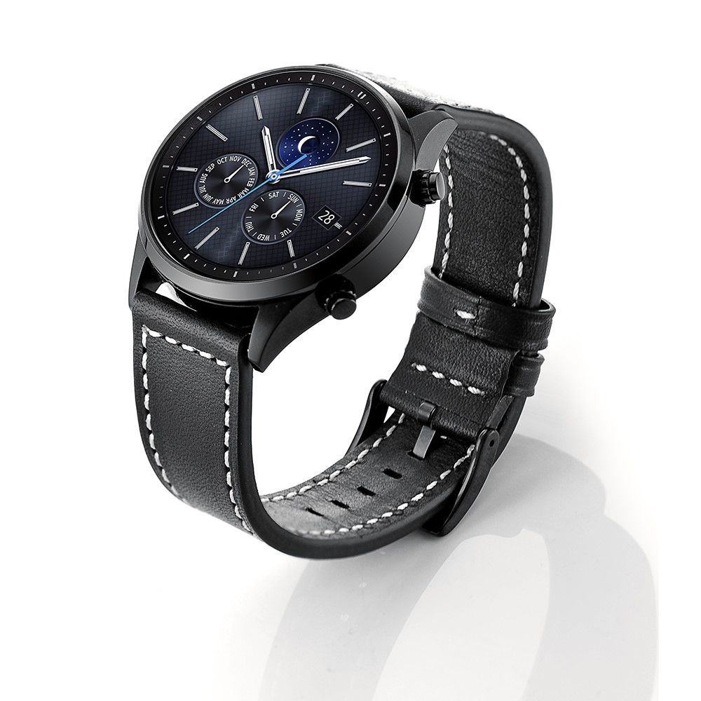 marque generique - Bracelet en cuir véritable haute qualité noir pour votre Samsung Gear S3 Classic/S3 Frontier - Accessoires bracelet connecté