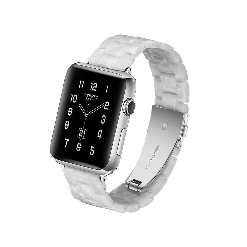 Wewoo - Bracelet de montre en résine Simple Fashion pour Apple Watch séries 5 et 4 40 mm et séries 3 et 2 et 1 38 mm blanc perle - Accessoires Apple Watch