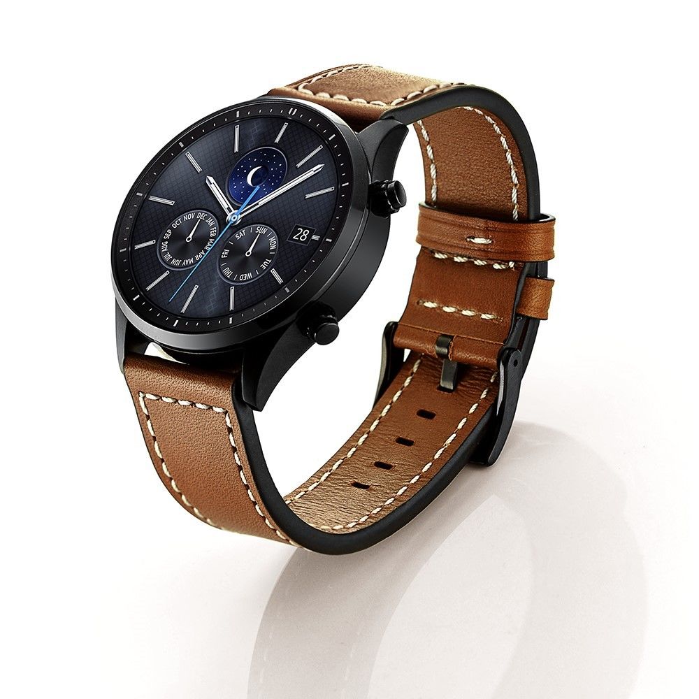 marque generique - Bracelet en cuir véritable haute qualité marron foncé pour votre Samsung Gear S3 Classic/S3 Frontier - Accessoires bracelet connecté