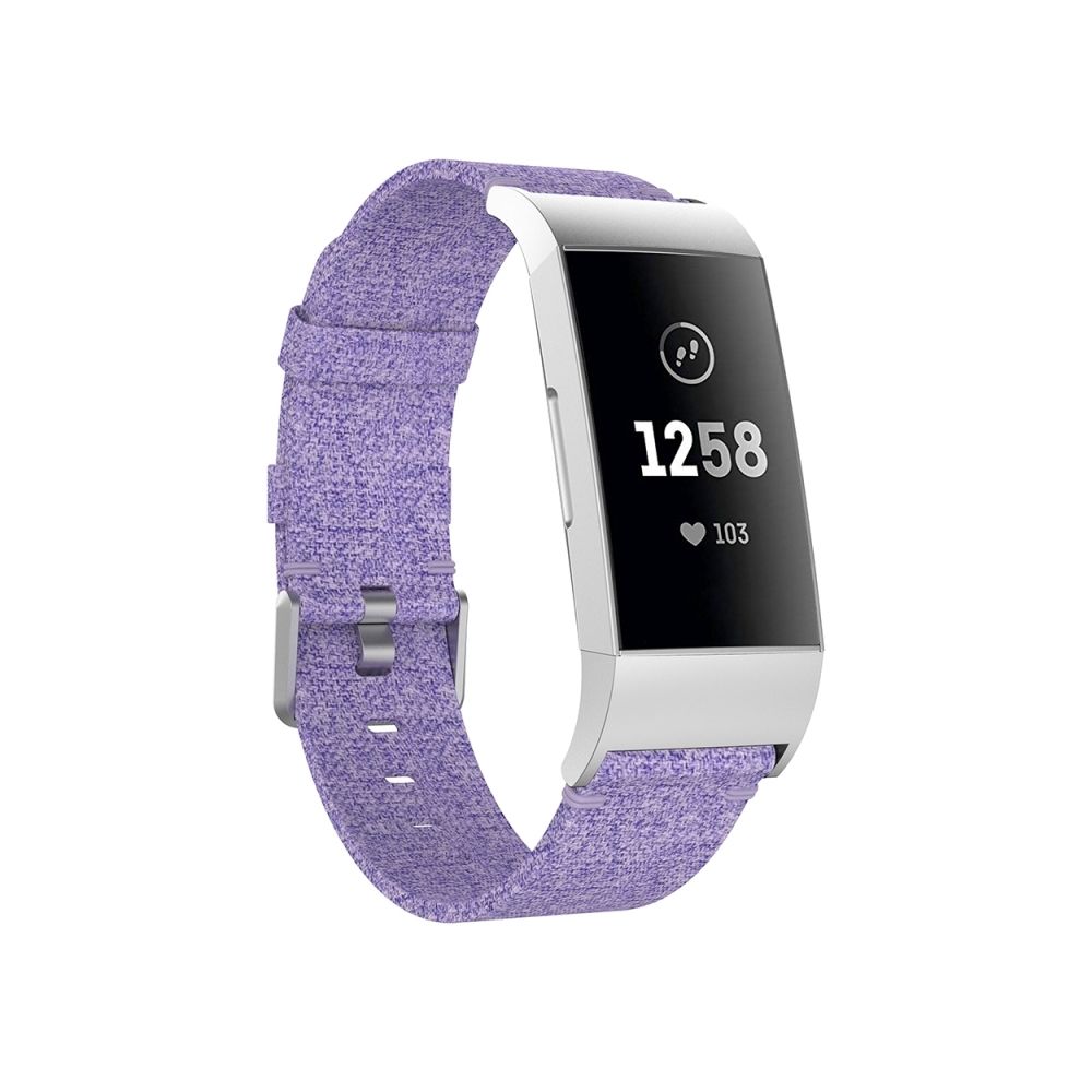 Wewoo - Bracelet montre en nylon tissé à la vanille pour Fitbit Charge 3 (violet clair) - Bracelet connecté