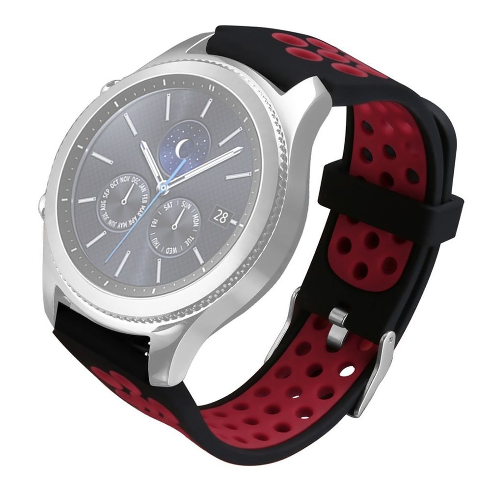 Wewoo - Bracelet pour montre connectée Gear S3 Classic / Frontier Smartwatch de remplacement en silicone bicolore de Noir Rouge - Bracelet connecté
