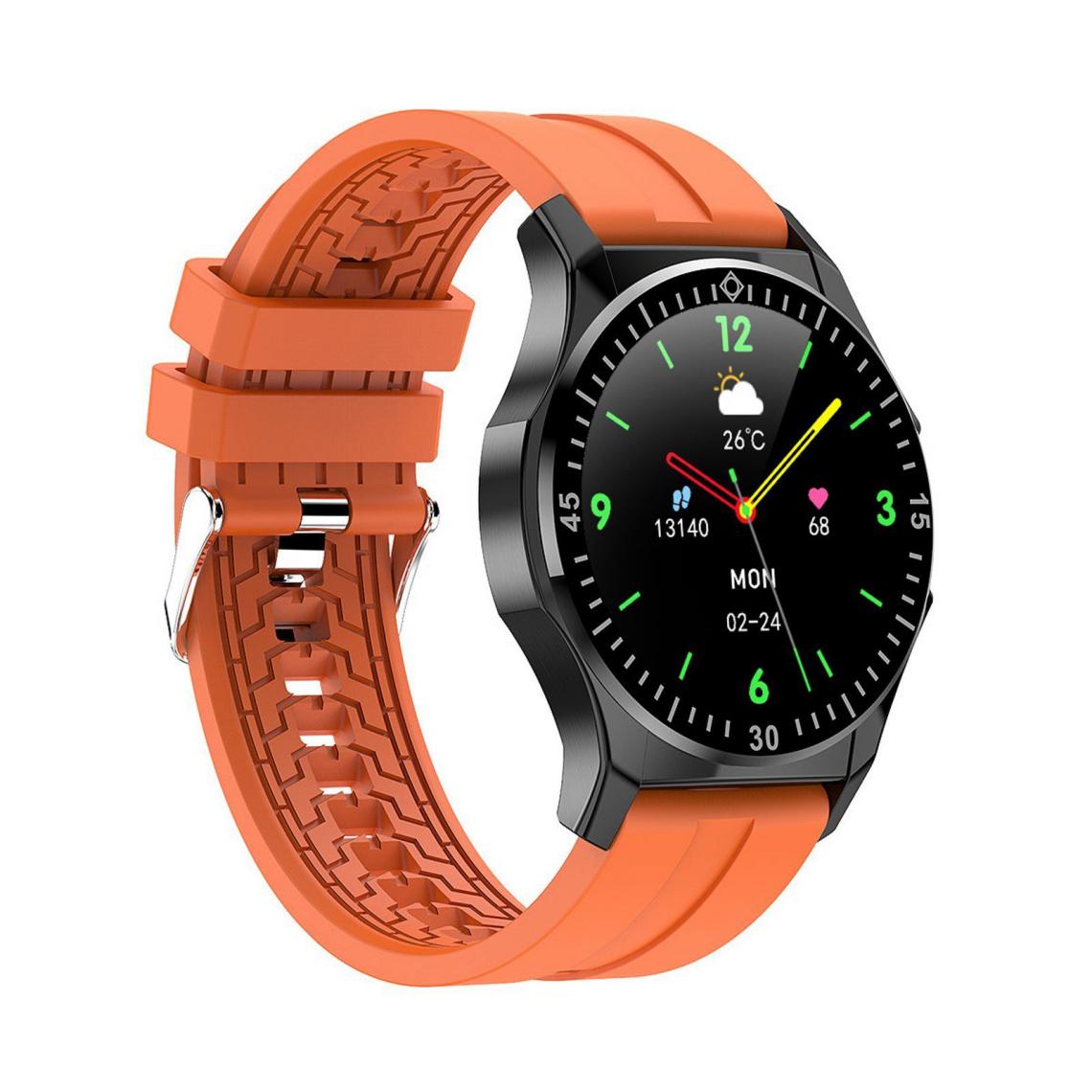 Justgreenbox - 1.3-Inch Touch Smart Watch IP67 Bracelet de sport étanche Fitness Tracker, Noir Orange - Montre connectée