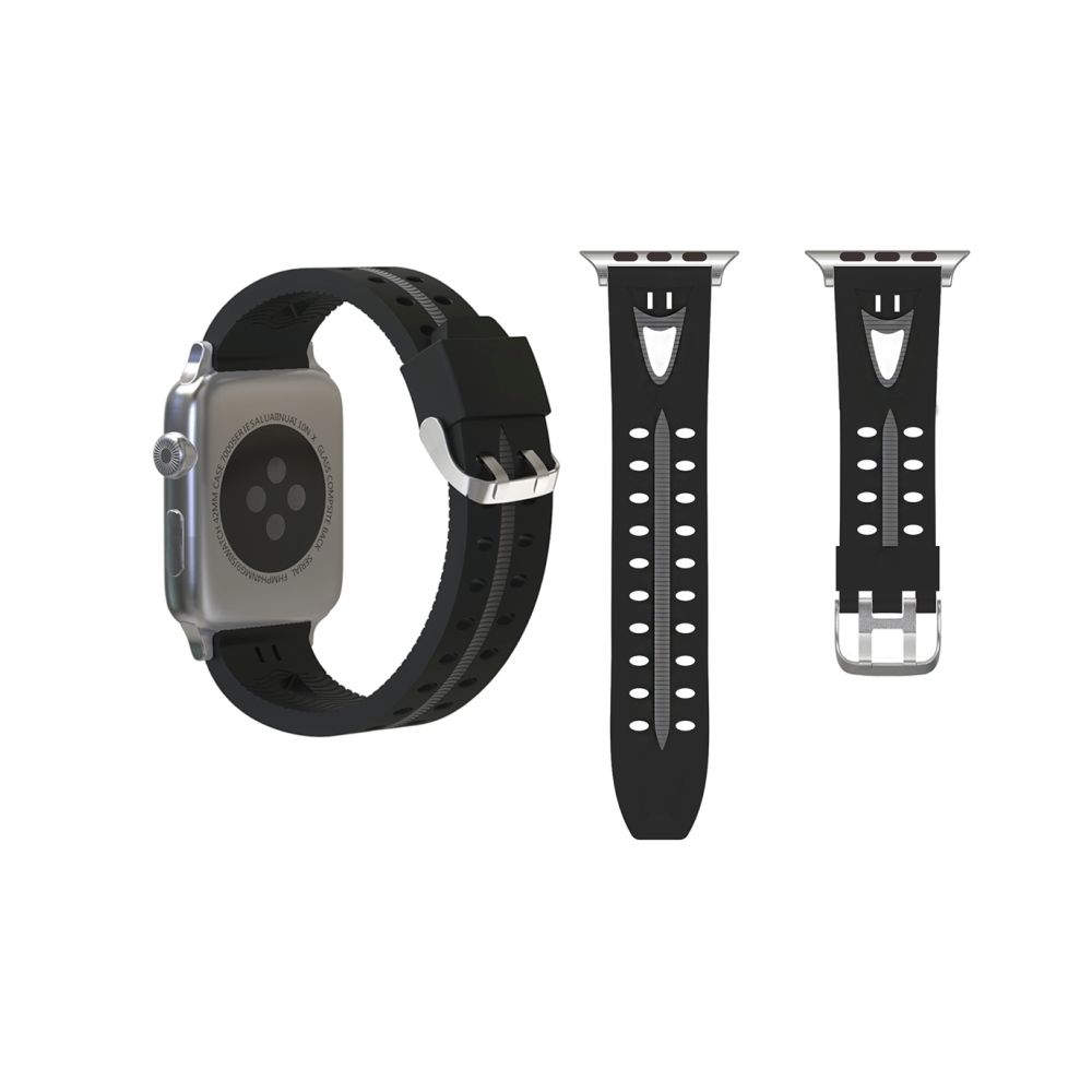 Wewoo - Bracelet noir et gris pour Apple Watch Series 3 & 2 & 1 38mm Mode Sourire Visage Motif Silicone + - Accessoires Apple Watch