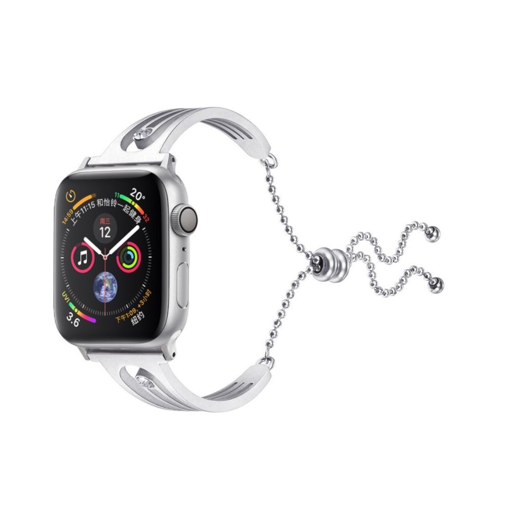 Wewoo - Pour Apple Watch 3/2/1 42mm Bracelet de en acier inoxydable avec diamant argent universel - Accessoires montres connectées