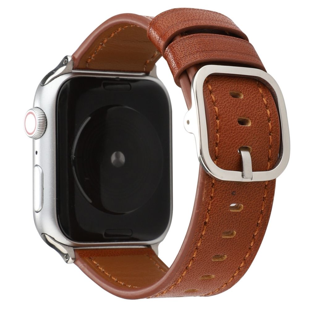 Wewoo - Pour Apple Watch séries 5 et 4 44 mm / 3 et 2 et 1 42 mm Boucle style moderne Bracelet en cuir véritable Marron - Accessoires montres connectées