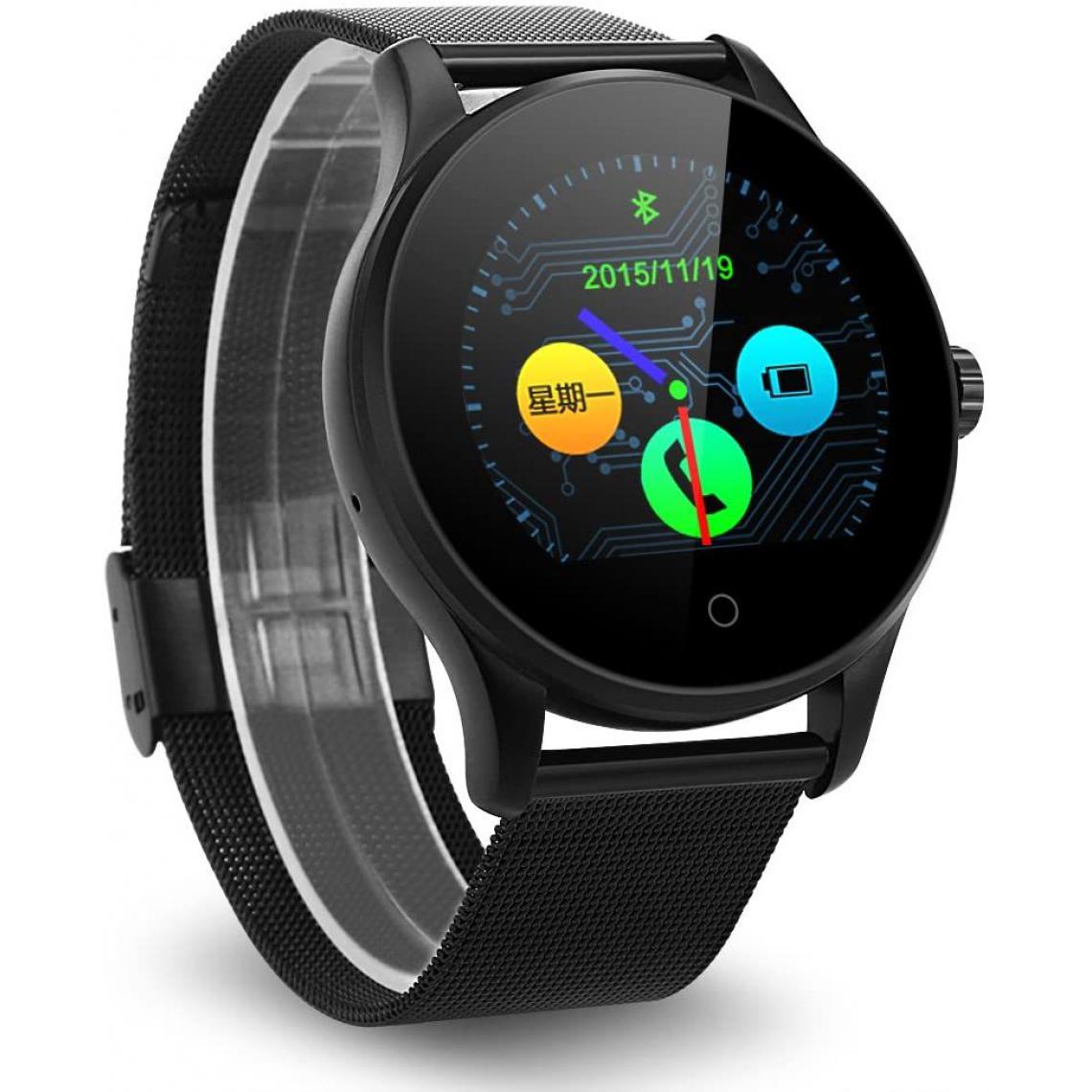 Chrono - Montre Connectée Smartwatch Montre Intelligente Bluetooth V4.0 Podomètre Moniteur de Fréquence Cardiaque Sleep Monitor Call/SMS Reminder(Noir) - Montre connectée