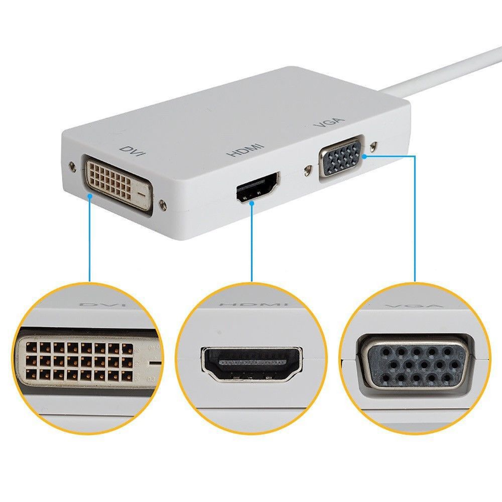 Generic - 3 EN 1 Adaptateur Mini Dp vers HDMI / DVI / VGA pour MacBook / MacBook Pro / MacBook Air Noir - Accessoire entretien des sols
