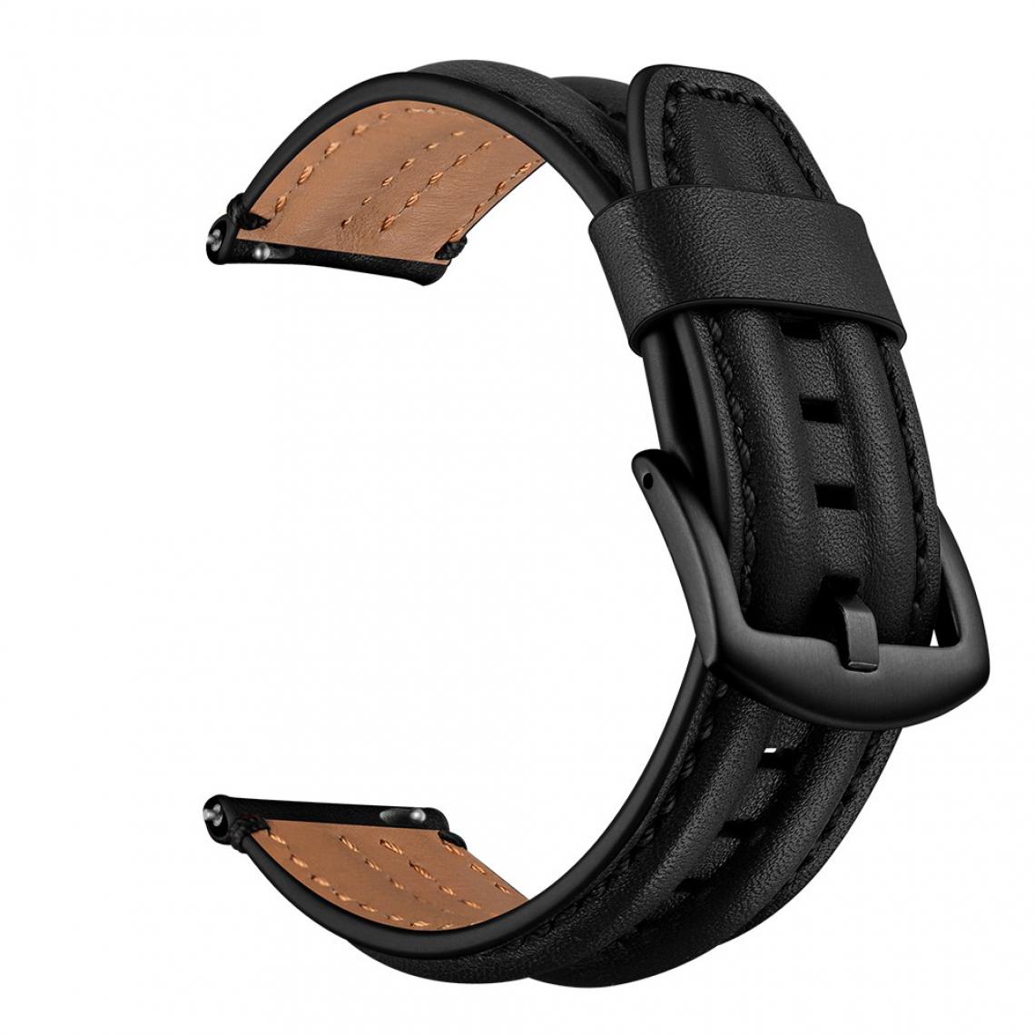 Other - Bracelet en cuir véritable double quille noir pour votre Xiaomi Huami Amazfit GTR 42mm - Accessoires bracelet connecté