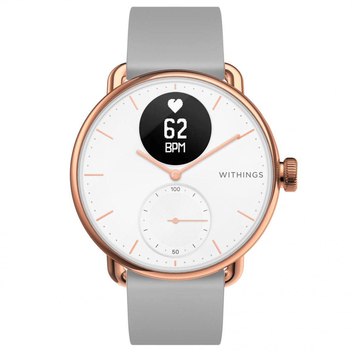Withings - Bracelet Intelligent 38mm Hybride avec ECG et SpO2 Scanwatch Withings Rose Gold - Montre connectée