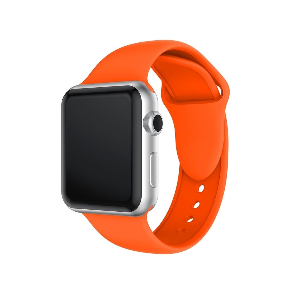 Wewoo - Bracelet en silicone à double rivets pour Apple Watch séries 3 et 2 1 38 mm (Orange) - Accessoires Apple Watch