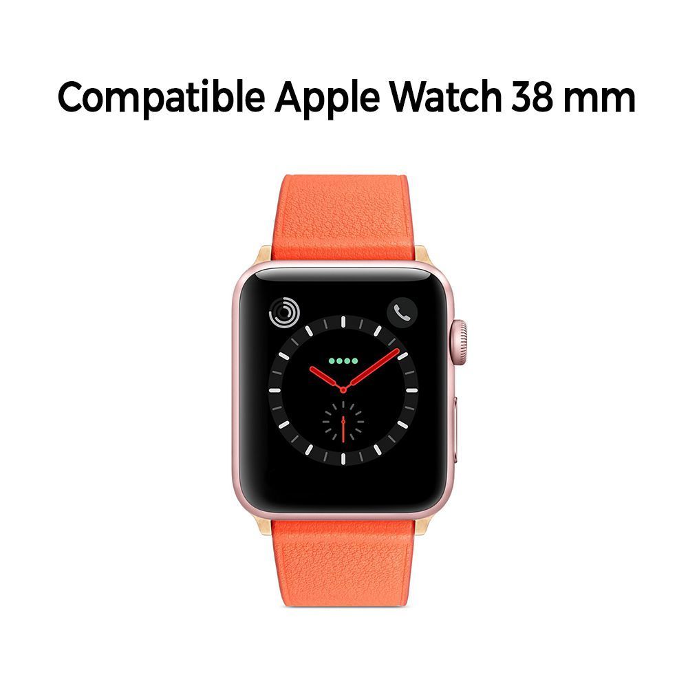 Evetane - Bracelet aspect cuir orange avec finitions chromés compatible avec Apple Watch 38mm - Accessoires Apple Watch