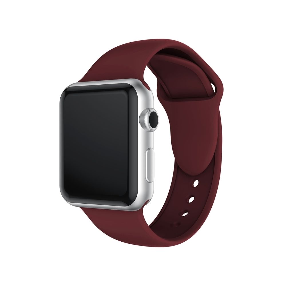 Wewoo - Bracelet montre en silicone à double rivets pour Apple Watch séries 3 et 2 1 42 mm (rouge vin) - Accessoires Apple Watch