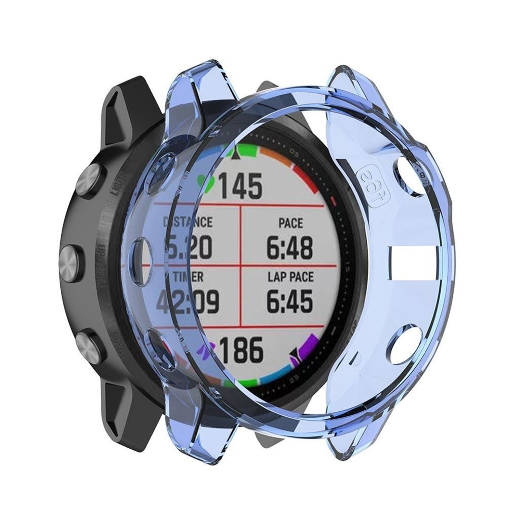 Wewoo - Boîtier de montre Pour Garmin Fenix 6S / 6S Etui de protection en TPU avec demi-couverture Smart Watch bleu transparent - Accessoires montres connectées