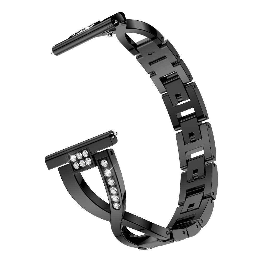 marque generique - Bracelet en métal forme x décor strass alliage de zinc noir pour votre Samsung Galaxy Watch Active SM-R500 - Accessoires bracelet connecté