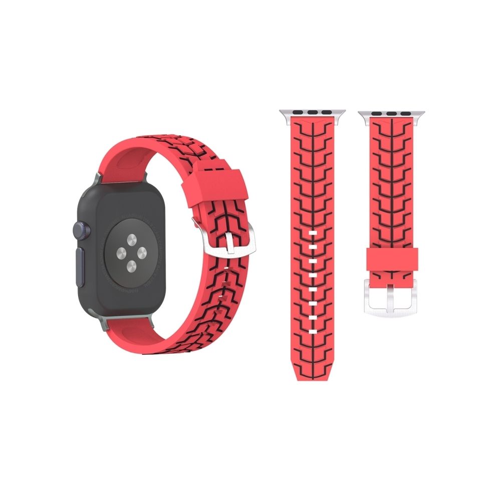 Wewoo - Bracelet rouge pour Apple Watch Series 3 et 2 & 1 42mm Fashion Fishbone motif Silicone de montre - Accessoires Apple Watch