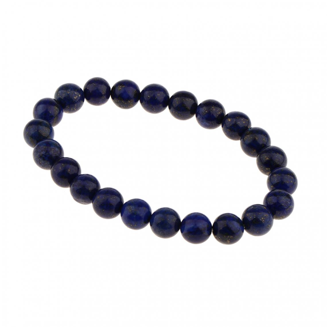 marque generique - Bracelet Perles Lasurite Lapis-lazuli Bleu Foncé Naturel Fait Main - Bracelet connecté