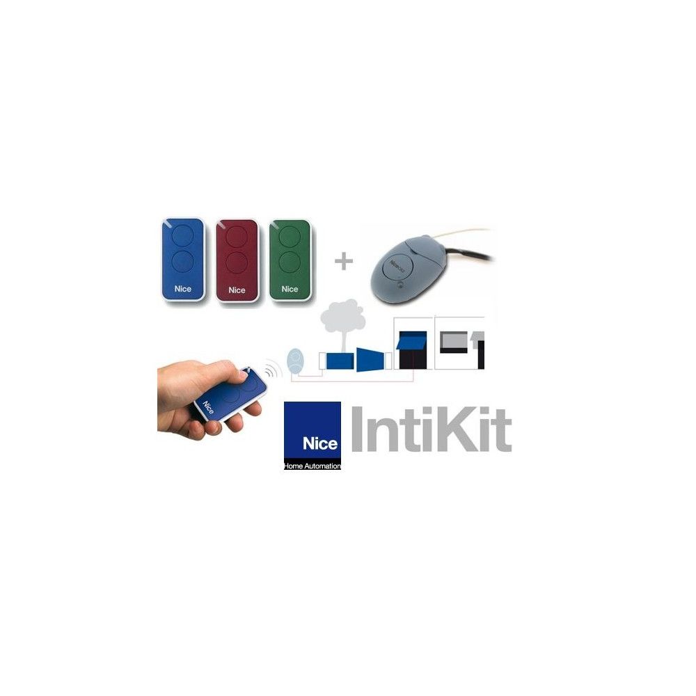 Nice - Pack IntiKit : 3 telecommandes + 1 récepteur 2 canaux NICE - Télécommande portail et garage