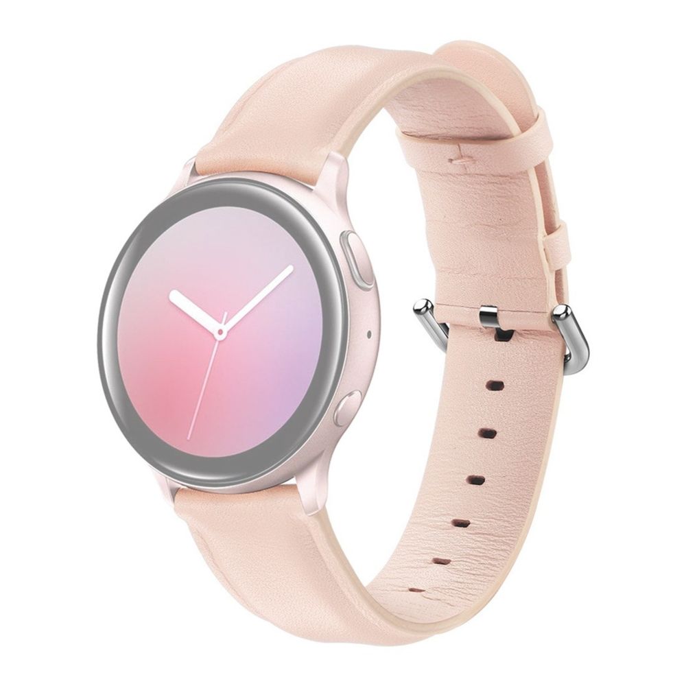 Wewoo - Bracelet pour montre connectée Galaxy Watch Active Smart Montre-bracelet en cuir véritable avec dragonnetaille 22 mm rose - Bracelet connecté