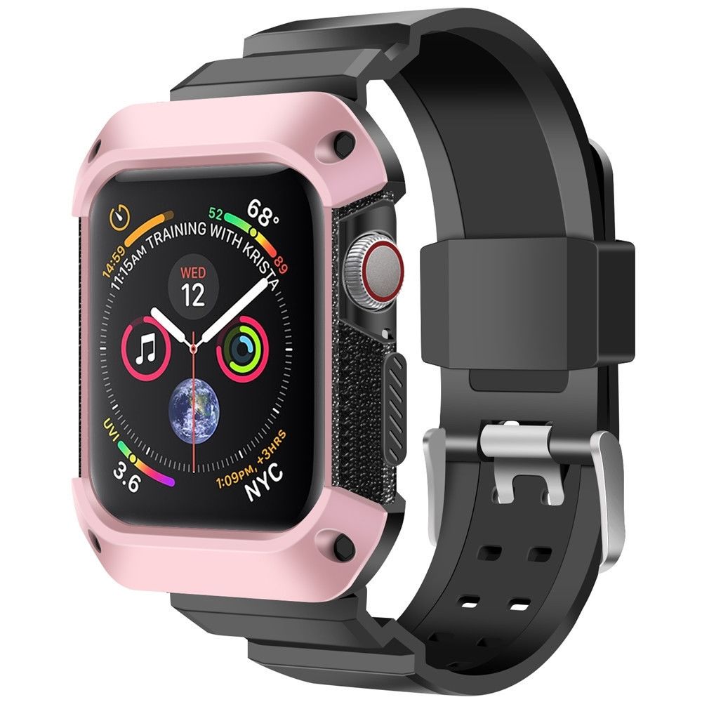 Wewoo - Bracelet de galvanoplastie intégré universel pour Apple Watch 5/4 générations 44 mm or rose + noir - Accessoires Apple Watch