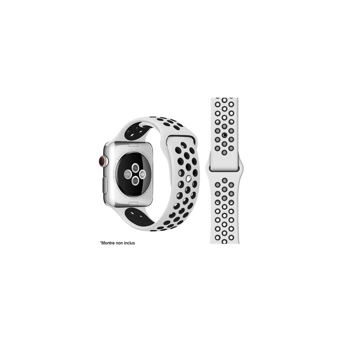 Ibroz - Ibroz Bracelet Apple Watch Sport 40mm blanc et noir - Bracelet connecté