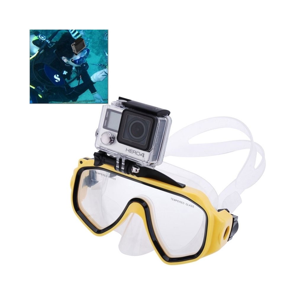 Wewoo - Masque de plongée jaune pour GoPro Hero 4 / 3+ / 3/2/1 Sports nautiques Équipement de de Lunettes de natation avec monture - Caméras Sportives