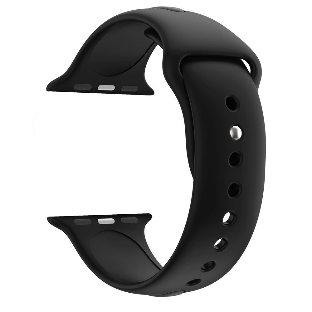 Phonillico - Bracelet Silicone Noir Souple Sport Mixte Remplacement Montre pour Apple iWatch 42 mm Taille S/M - Accessoires bracelet connecté