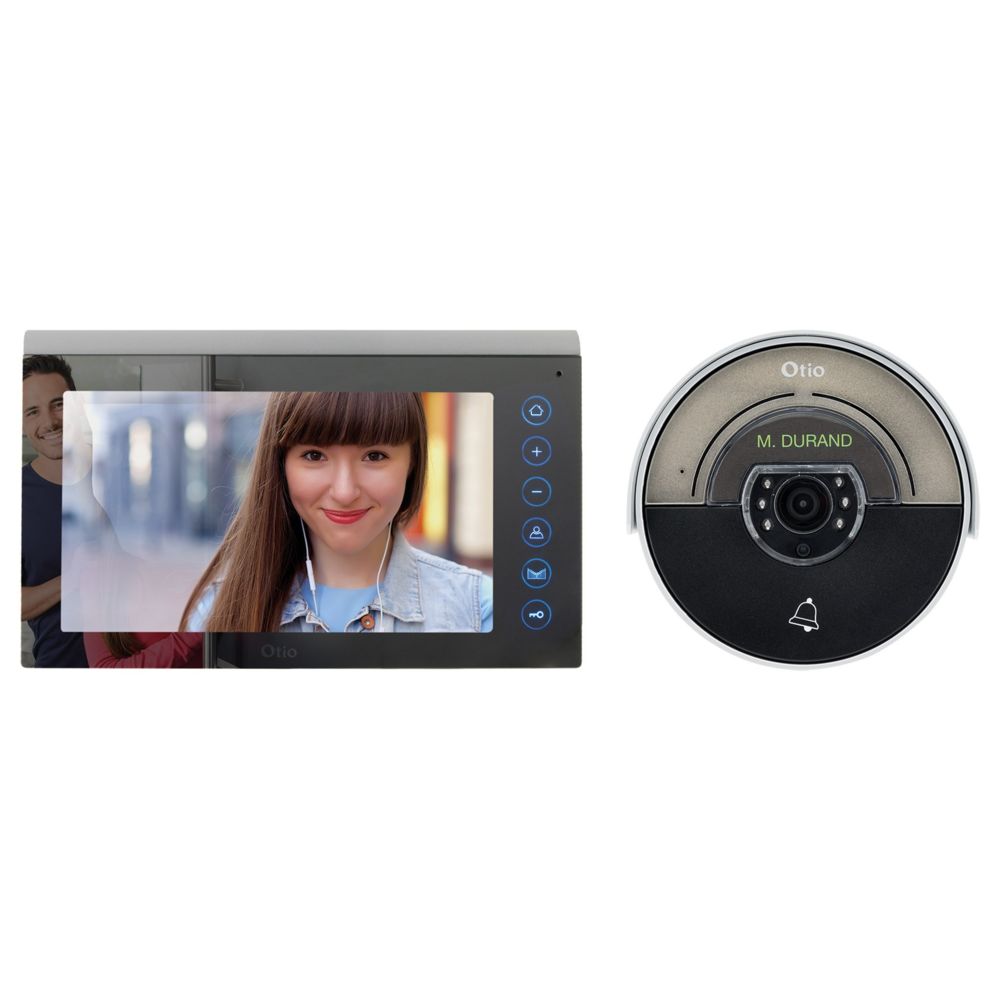Otio - Portier vidéo effet miroir avec mémoire interne - 2 fils - Sonnette et visiophone connecté