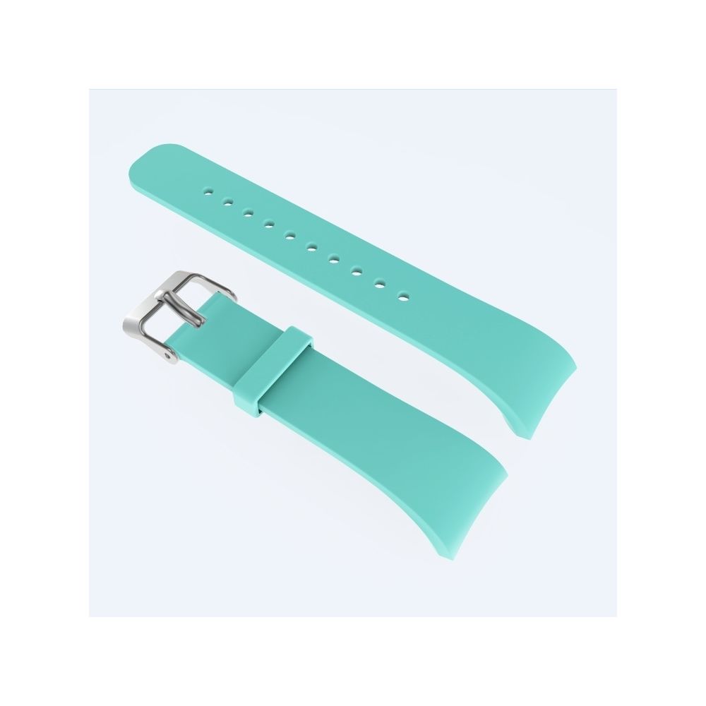 Wewoo - Bracelet de montre en cuir couleur unie pour Galaxy Gear Fit2 R360 (Cyan) - Bracelet connecté