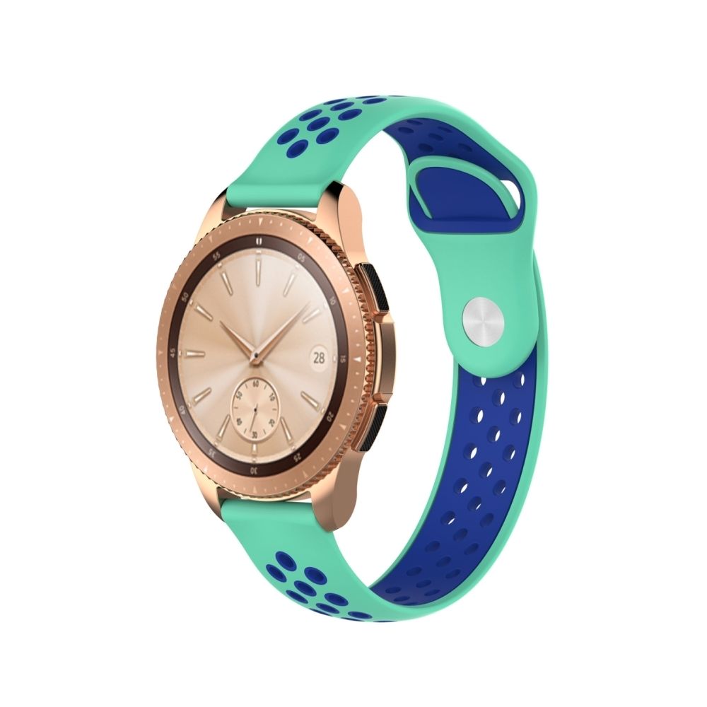 Wewoo - Bande de montre couleur double bracelet pour Galaxy 42mm (Cyan) - Bracelet connecté