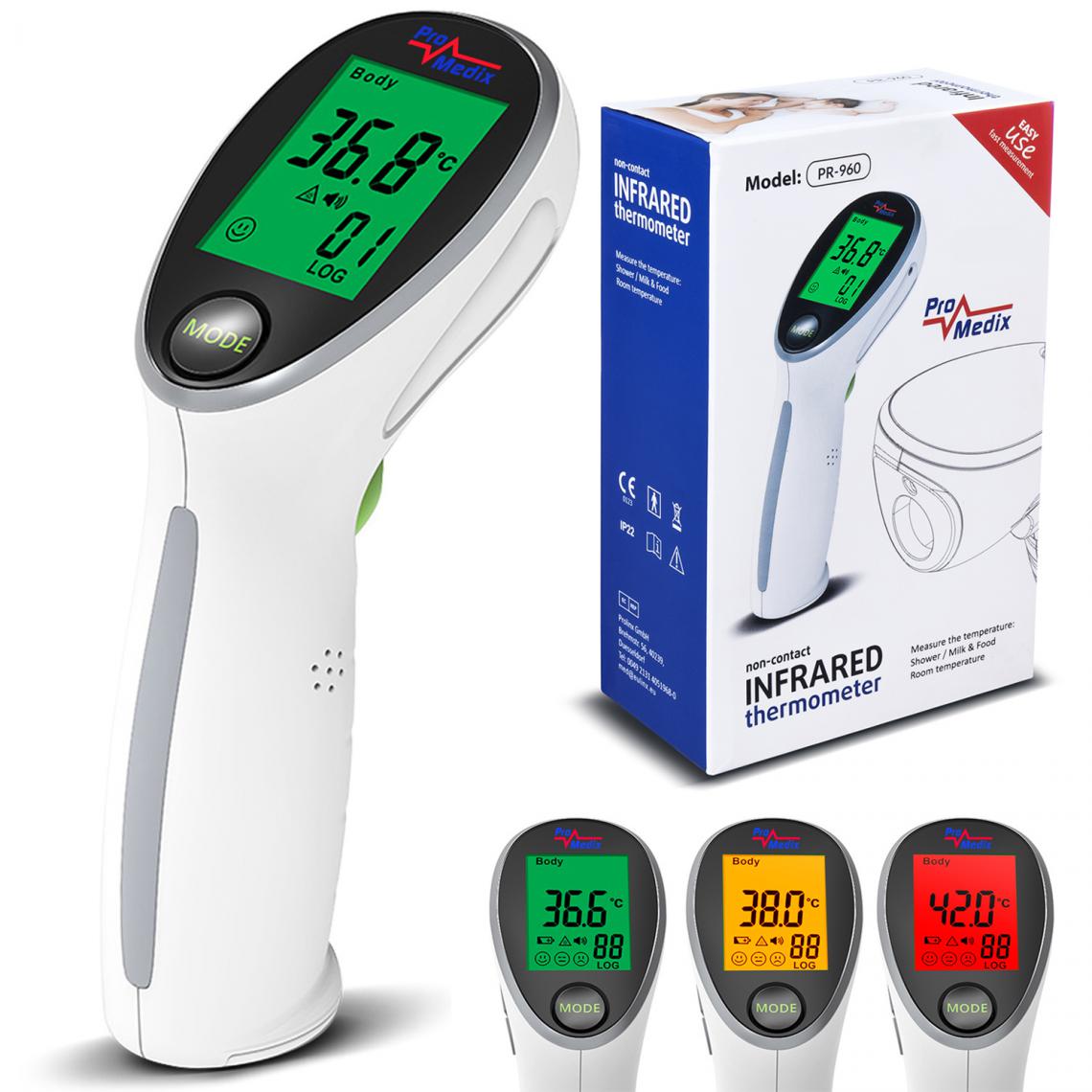 Promedix - Thermomètre médical infrarouge sans contact Promedix PR-960 - Thermomètre connecté