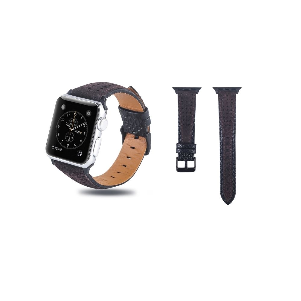 Wewoo - Bande de montre en cuir pleine fleur avec trou rond pour Apple Watch séries 4, 3 et 2 et 1 42 et 44 mm - Accessoires Apple Watch