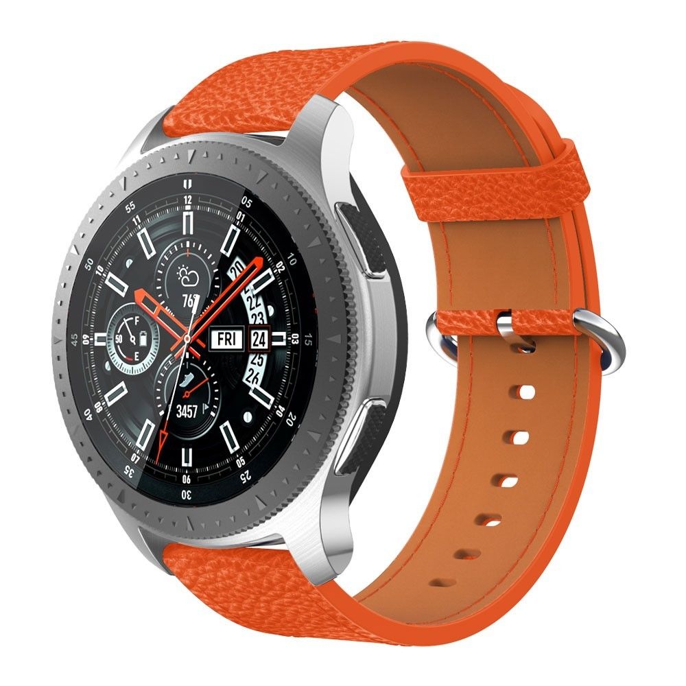 marque generique - Bracelet en cuir véritable boucle classique orange pour votre Samsung Galaxy Watch 46mm/Gear S3 Classic/S3 Frontier - Accessoires bracelet connecté