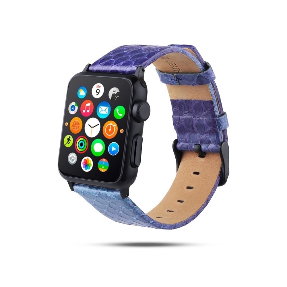 Wewoo - Bracelet en cuir pleine fleur avec texture de la peau de serpent pour Apple Watch séries 4 40 mm et séries 3 et 2 et 1 38 mm violet - Accessoires Apple Watch