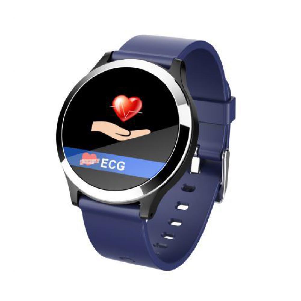 Chrono - Montre Connectée Tracker Montre Activité avec La Fréquence Cardiaque Podomètre Bracelet(Bleu) - Montre connectée