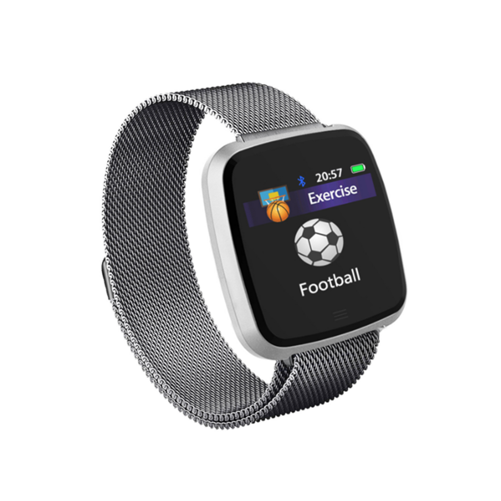 Generic - Smart Watch Bracelet de montre amovible Montre Bluetooth Rappel d'appel Fréquence cardiaque Acier argent - Montre connectée