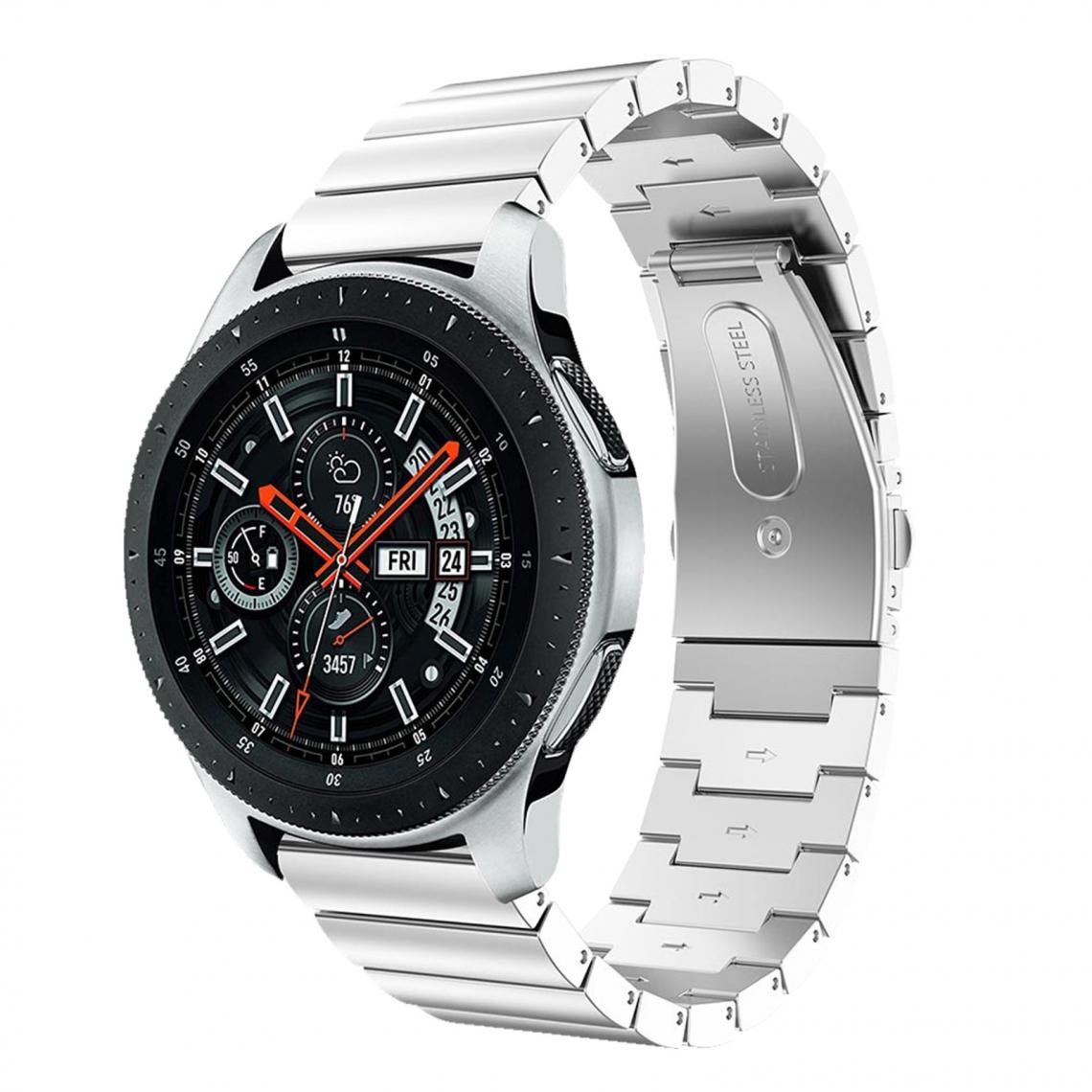 Avizar - Bracelet Samsung Galaxy Watch 46 mm maillons en acier - argent - Accessoires montres connectées
