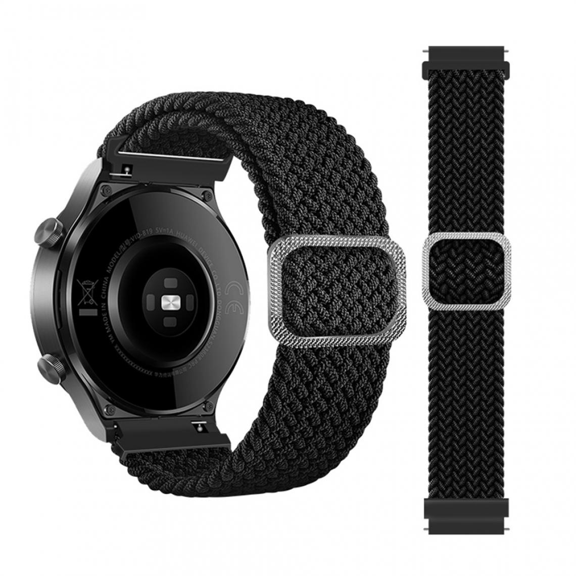 Other - Bracelet en tissu Corde tressée de 20 mm réglable noir pour votre Samsung Galaxy Watch Active/Active2 40mm/Watch 42mm - Accessoires bracelet connecté