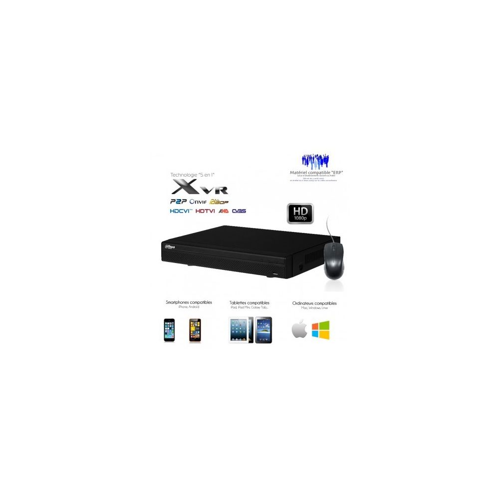 Dahua - XVR de 16 canaux Full 1080P + 8 canaux IP 5MP, sorties alarme - Caméra de surveillance connectée