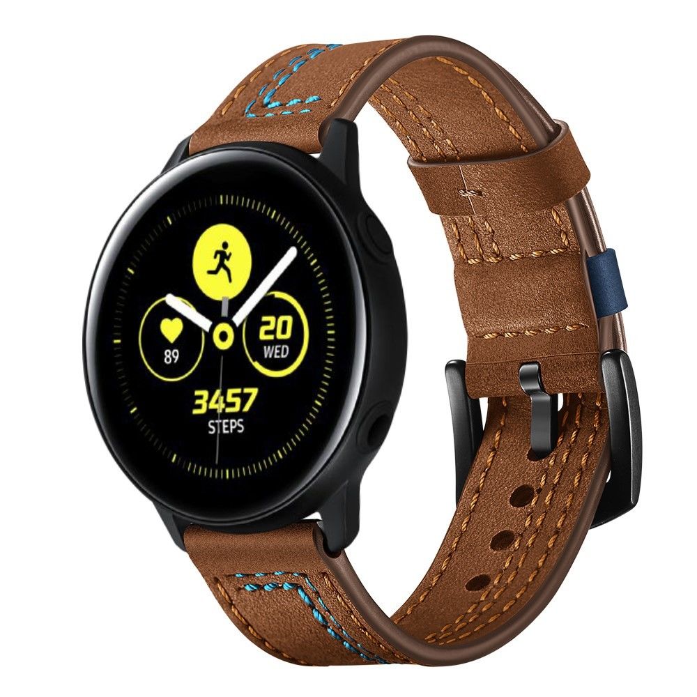 marque generique - Bracelet en cuir véritable 20 points en forme de 7 marron pour votre Samsung Galaxy Watch Avtive 42mm - Accessoires bracelet connecté