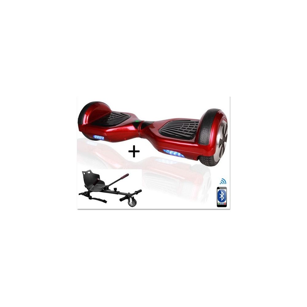 Air Rise - Pack Hoverboard 6,5 Vin Rouge+ Hoverkart Noir avec Bluetooth sac de transport et télécommande - Gyropode