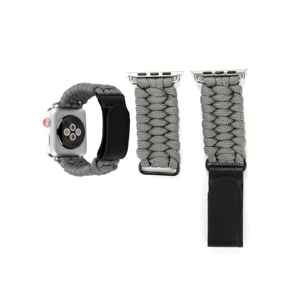 Wewoo - Bande de montre-bracelet en nylon véritable corde de parapluie en avec boucle en acier inoxydable pour Apple Watch série 3 & 2 & 1 42mm gris - Accessoires Apple Watch