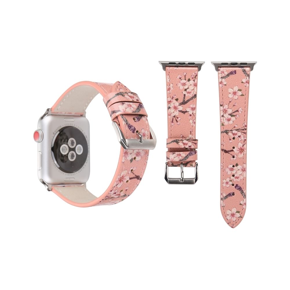 Wewoo - Bande de montre-bracelet en cuir véritable pour Apple Watch Series 3 & 2 & 1 42mm rose - Accessoires Apple Watch