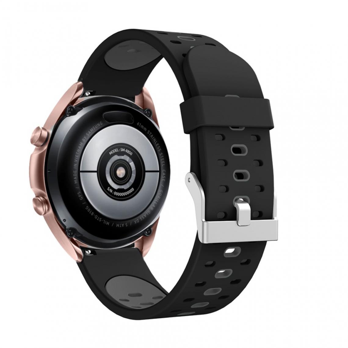 Other - Bracelet en silicone 20 mm bicolore noir/gris pour votre Samsung Galaxy Watch3 41mm - Accessoires bracelet connecté