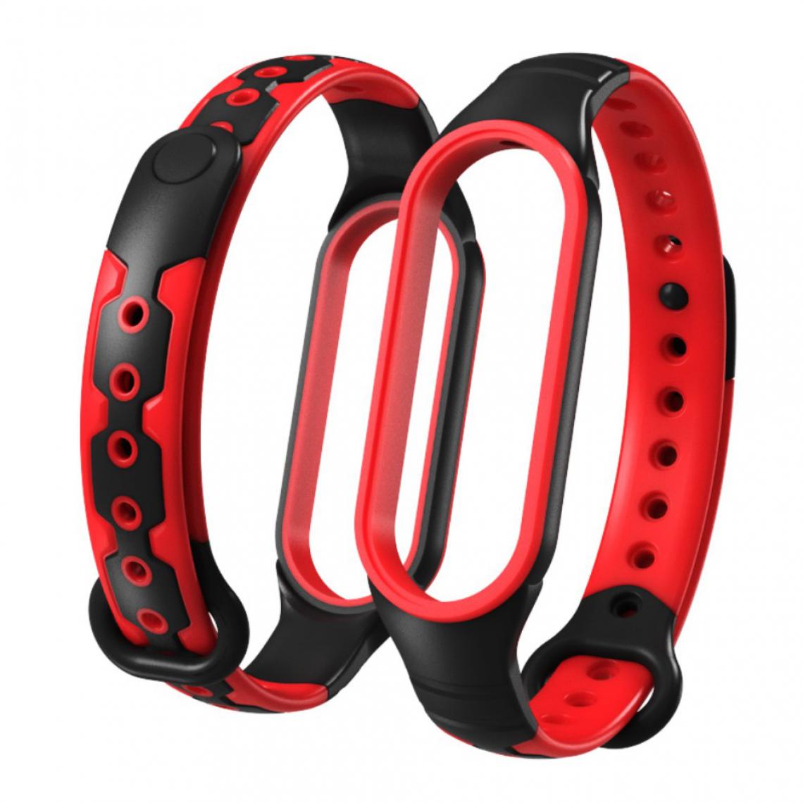 Other - Bracelet en silicone Bicolore noir/rouge pour votre Xiaomi Mi Band 6 - Accessoires bracelet connecté