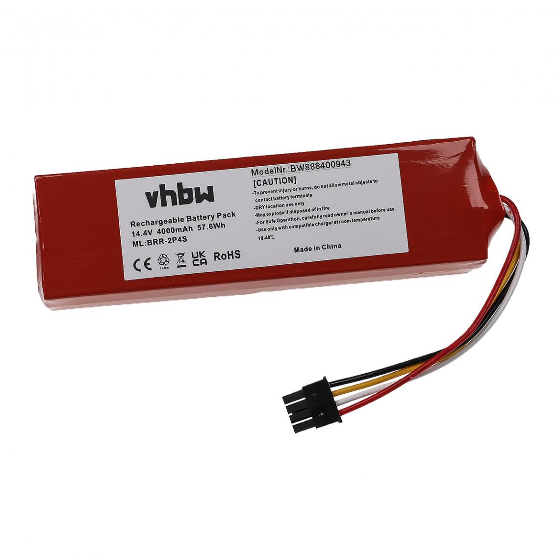 Vhbw - vhbw Batterie compatible avec Xiaomi Roborock S55, S6, S60, S65, Sweep One S50 aspirateur, robot électroménager (4000mAh, 14,4V, Li-ion) - Accessoire entretien des sols
