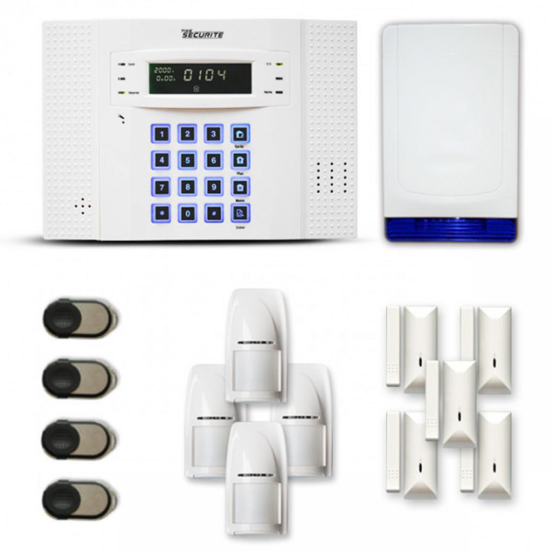 Tike Securite - Alarme maison sans fil DNB34 Compatible Box internet et GSM - Alarme connectée