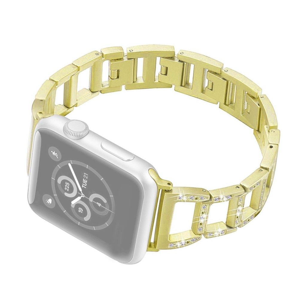 Wewoo - Bracelet de montre en acier inoxydable serti de diamants pour Apple Watch séries 5 et 4 40 mm / 3 et 2 et 1 38 mm or - Accessoires montres connectées
