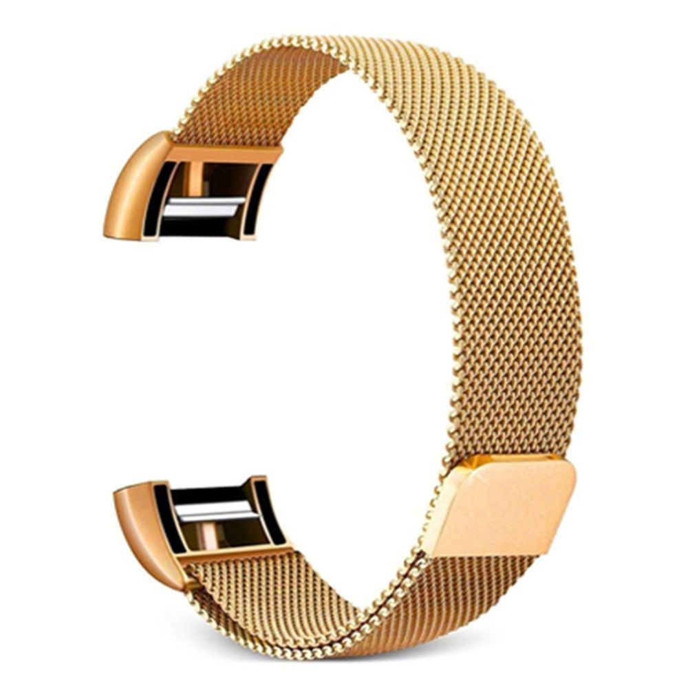 Wewoo - Bracelet pour montre connectée Smartwatch avec en acier inoxydable FITBIT Charge 2Taille L Or - Bracelet connecté