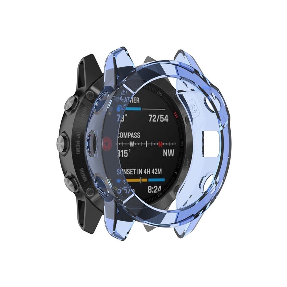Wewoo - Boîtier de montre Pour Garmin Fenix 6 TPU demi-couverture Smart Watch Protevtice Case bleu - Accessoires montres connectées
